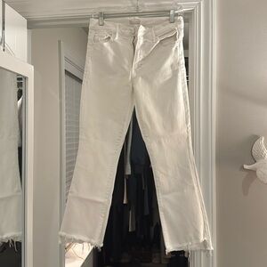 Mother White The Insider Crop Step Fray Jeans Size 28